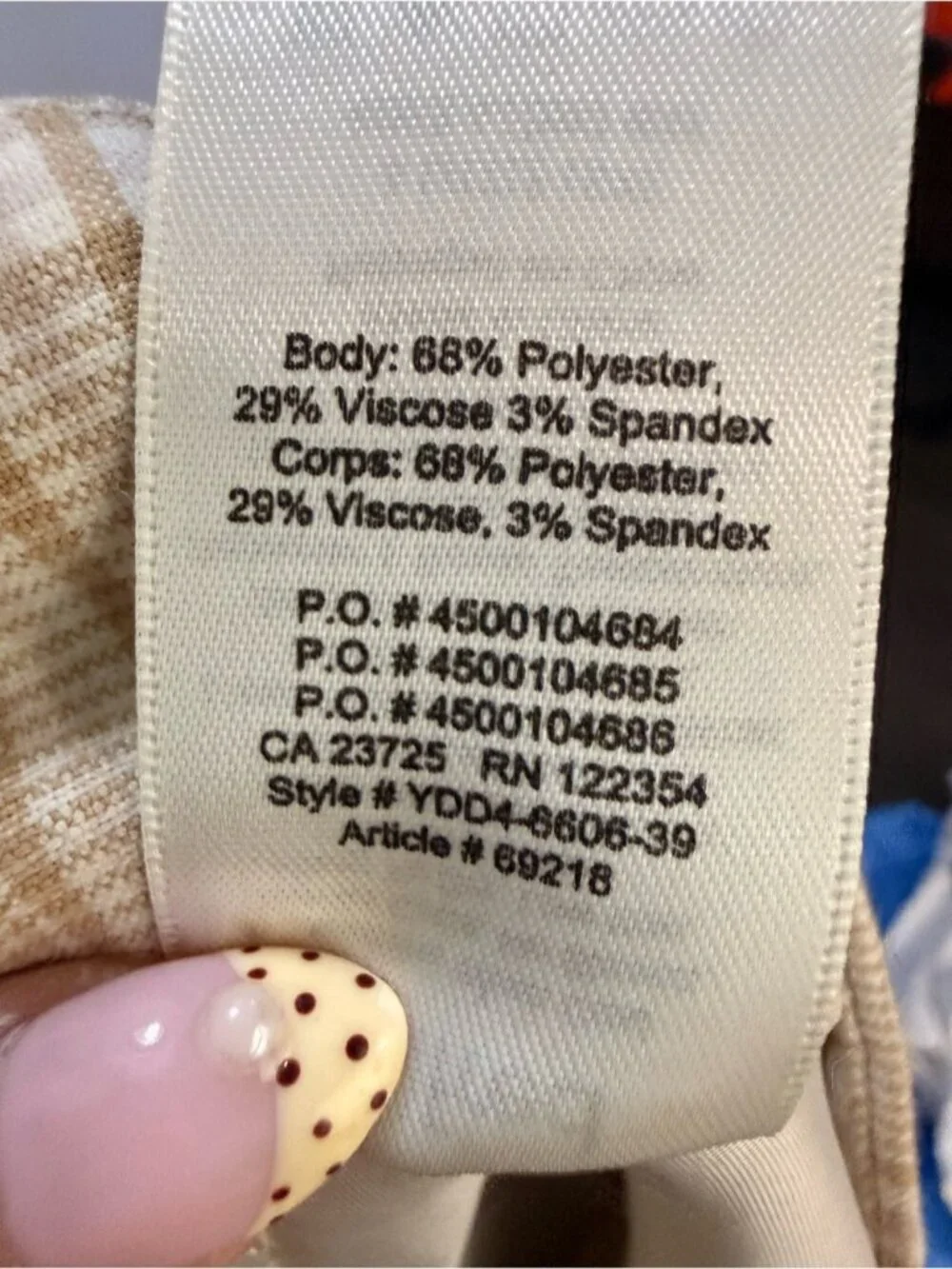 Aritzia Straight Leg Plaid Pants in Beige and Cream size 10 - Picture 8 of 8